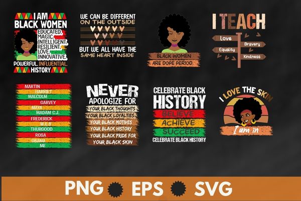 12 great black history month african american proud T-shirt bundle