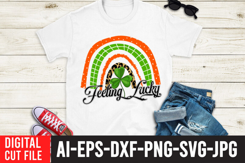 Feeling Lucky T-Shirt Design, Feeling Lucky Sublimation Design, Feeling Lucky Sublimation pNG , St. Patrick's Day Png, Lucky Shamrock Png, Retro St. Patty's Day Png Design, Green Leopard, Retro Lucky