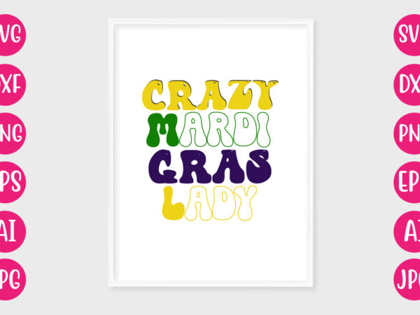 Crazy mardi gras lady retro design