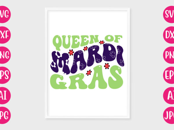 Queen of mardi gras retro design