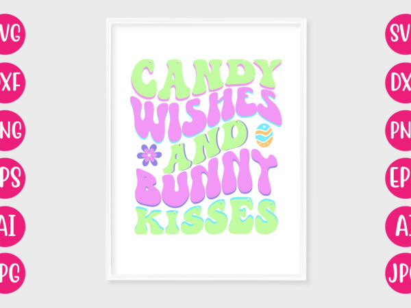 Candy wishes and bunny kisses retro design