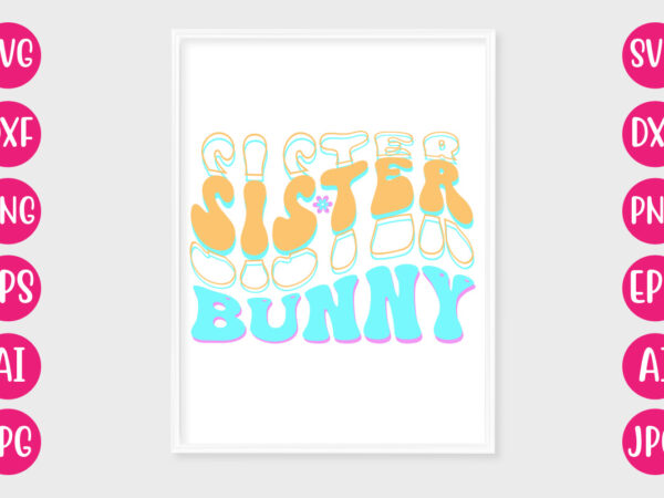 Sister bunny retro design