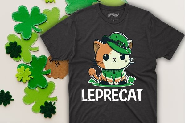 Leprecat funny cat wear Irish hat funny st patricks day theme T-shirt design vector