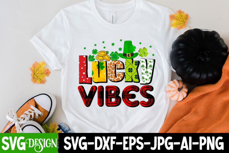 Lucky Vibes T-Shirt Design, Lucky Vibes SVG Cut File, St. Patrick's Day Png, Lucky Shamrock Png, Retro St. Patty's Day Png Design, Green Leopard, Retro Lucky Png, Clover Png, Sublimation