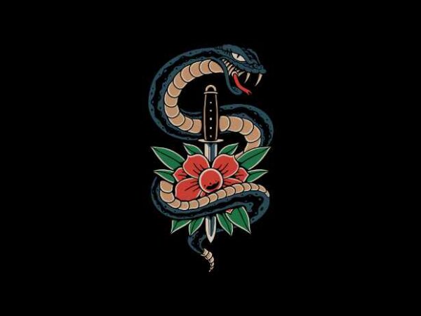 Deadly beautiful snake t shirt vector illustration