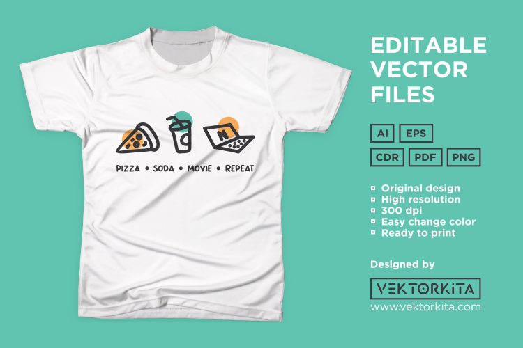 Pizza Soda Movie Repeat - Buy t-shirt designs