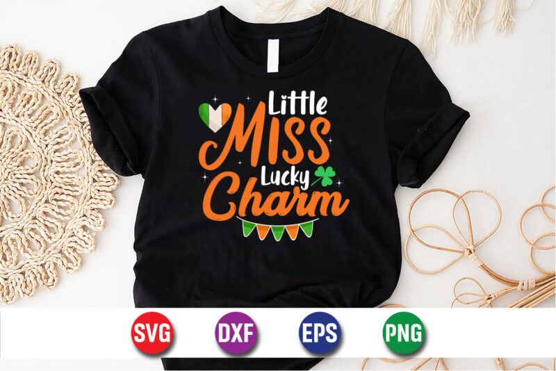 Little Miss Lucky Charm, st patricks day t-shirt funny shamrock for dad mom grandma grandpa daddy mommy, who are born on 17th march on st. paddy’s day 2023!