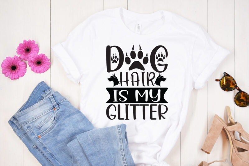 Dog hair is my glitter SVG design , Moon Cat SVG, Cat SVG Files for Silhouette, Cameo & Cricut.Moon Star Animal, Luna Cat Silhouette SVG, Cat With Star, Magical Cat