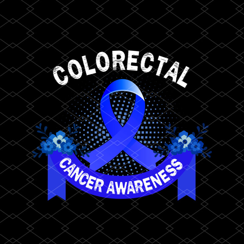 Flower Floral Dark Blue Ribbon Colorectal Cancer Awareness NC 2702