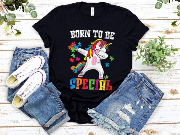 Funny unicorn born to be special boy girl autism awareness nl 2801 t shirt graphic design