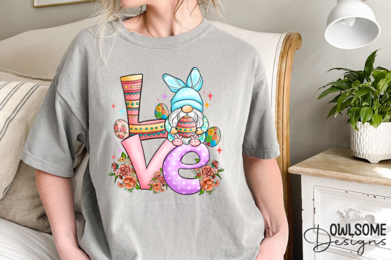 Gnome Love Easter Day PNG Sublimation