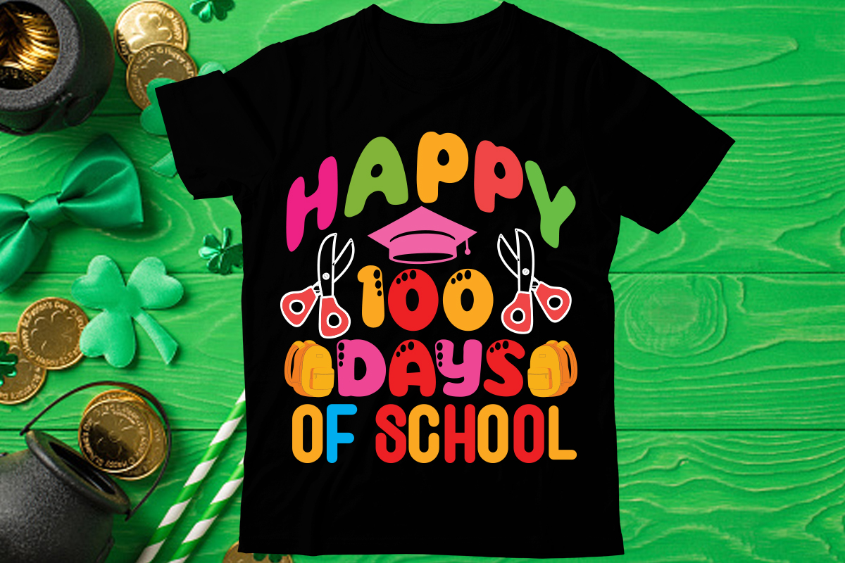 Happy 100 Days Of School T Shirt Design, Love Teacher Png, Back To 