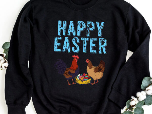Happy easter chicken bunnies egg poultry farm animal farmer nc 2002 graphic t shirt