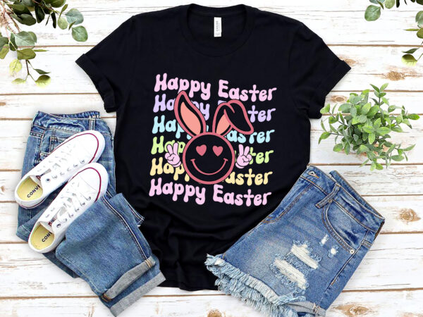 Happy easter retro groovy funny easter egg hunting basket nl 1802 graphic t shirt