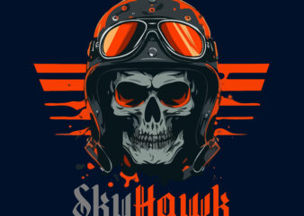 Skull Sky Hawk t-shirt vector illustration.