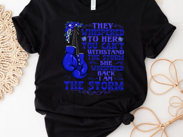 I_m the storm boxing warrior blue ribbon colon colorectal cancer awareness nc 2402 t shirt design for sale