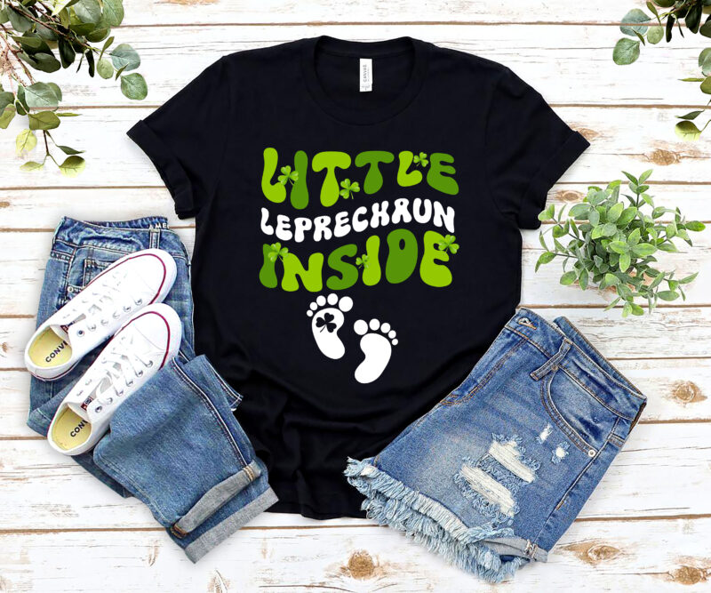 Leprechaun Inside St Patricks Day Pregnancy Announcement Mom NL 0902