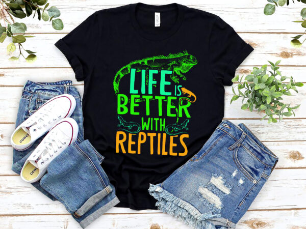 Life is better with reptiles leopard gecko crested gecko lizard nl 0102 t shirt vector graphic