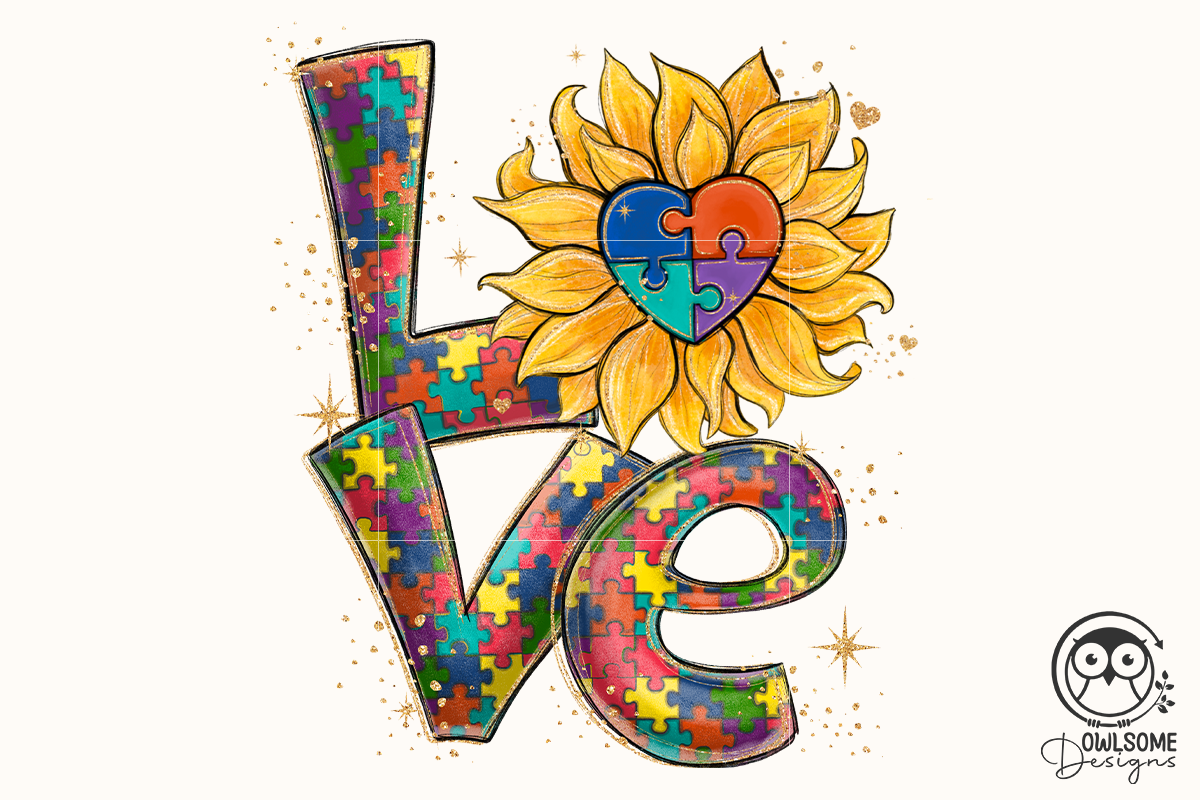 Love Autism Sunflower PNG Sublimation - Buy t-shirt designs