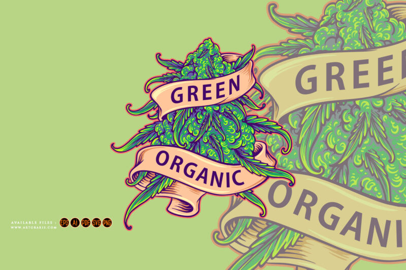 Marijuana leaf plant organic logo cartoon illustrations