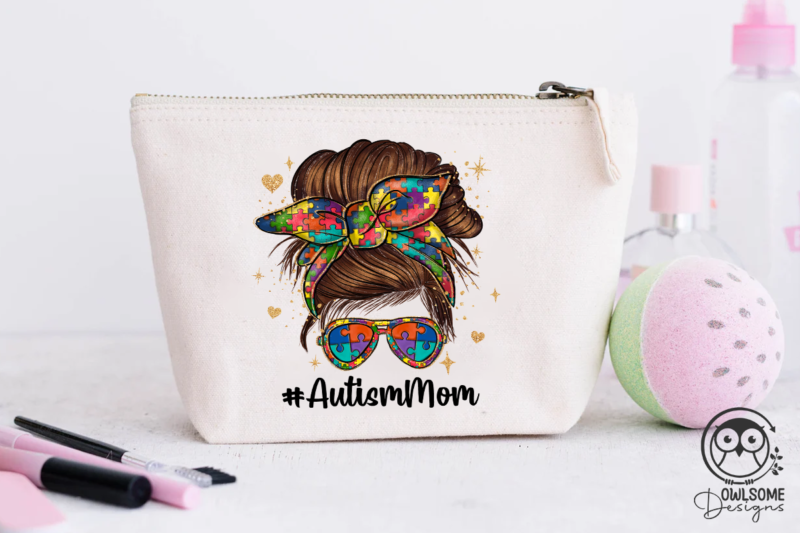 Messy Bun Autism Mom PNG