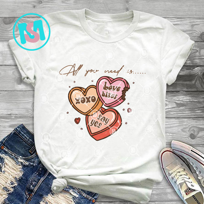 Retro Sweet Valentine Bundle PNG, Happy Valentine's Day PNG, Lip, Heart, Coffee, Rainbow