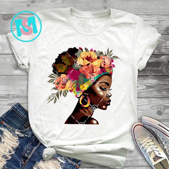 Afro Black Girl Flower History Bundle, Afro Woman, African American, Black Girl, Afro Queen, Black Woman