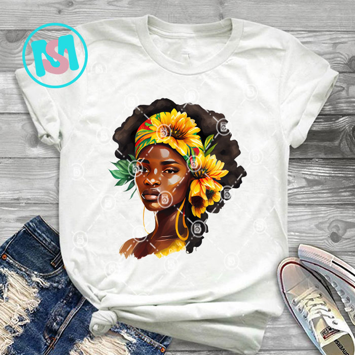 Afro Black Girl Flower History Bundle, Afro Woman, African American, Black Girl, Afro Queen, Black Woman