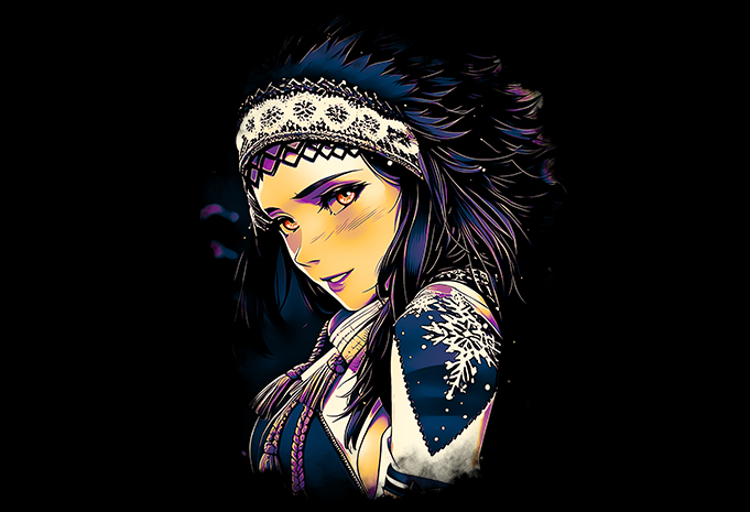 Native American Woman Character T-shirt Design Vector Download