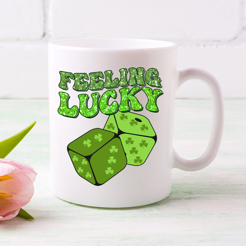 Patrick_s Day Sublimation Png Feeling Lucky Shamrock Dice T-Shirt Design, Gamble Gambling Lovers, St Patrick_ Day Paddy_s Day PNG NL 0402