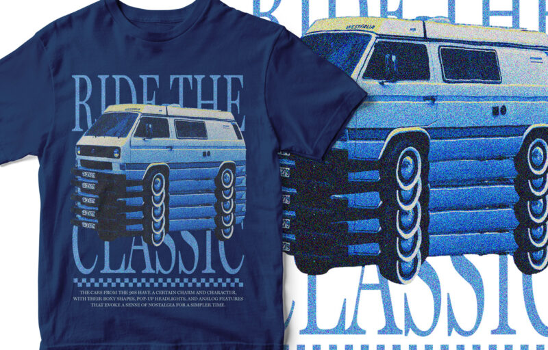 Ride the Classic, Old 90s Car, T-Shirt Design, Streetwear, Classic, vintage t-shirt design, vintage car graphic, van vector