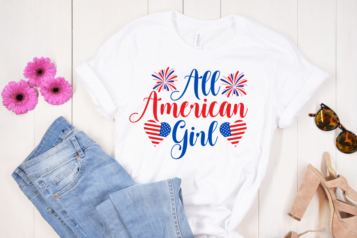 All American Girl SVG design, All American Girl t shirt design , 4th of ...