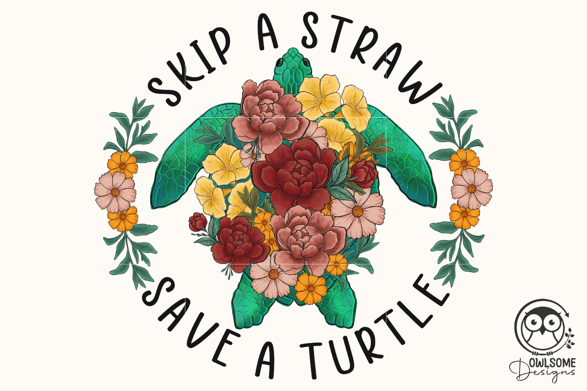 Skip a Straw Save a Turtle for Earthday - Vintage Retro Design T