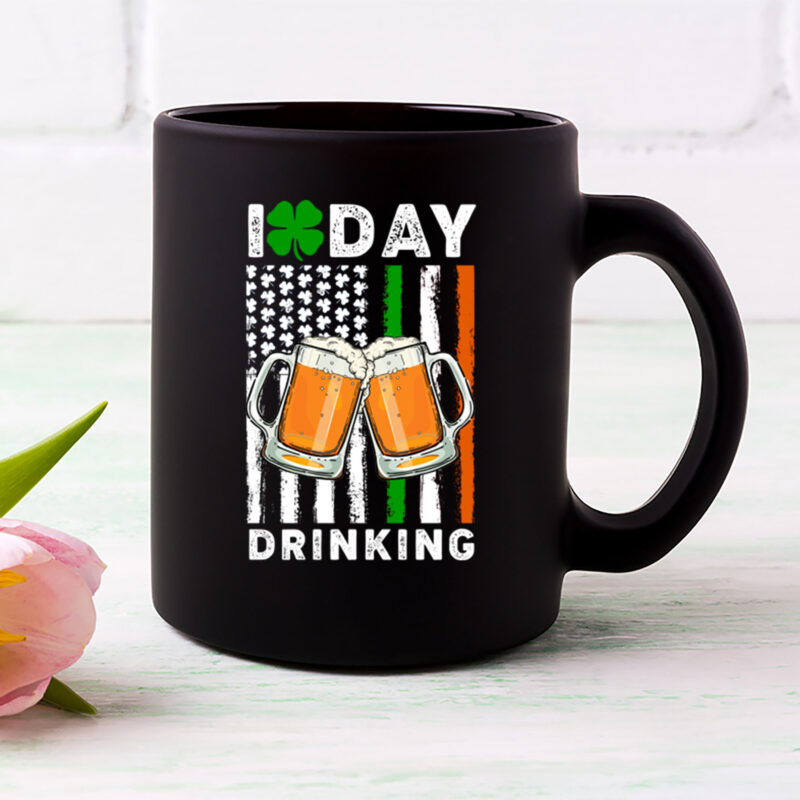 St Patricks Day I Love Day Drinking Funny Beer Lover American Irish Flag NL 1002