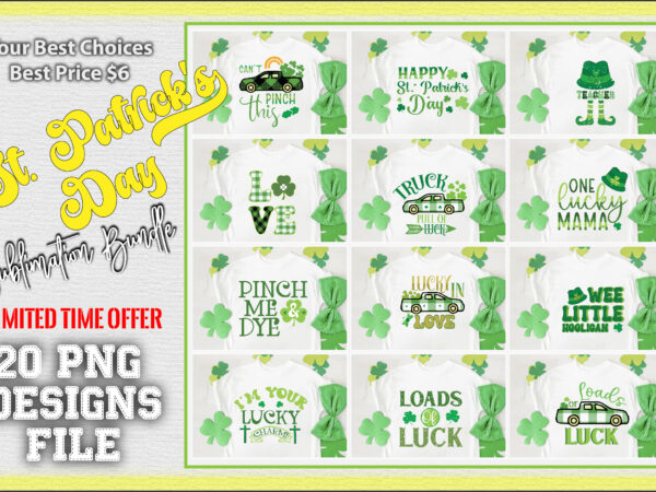 St.patrick’sday sublimation bundle-5 t shirt template vector