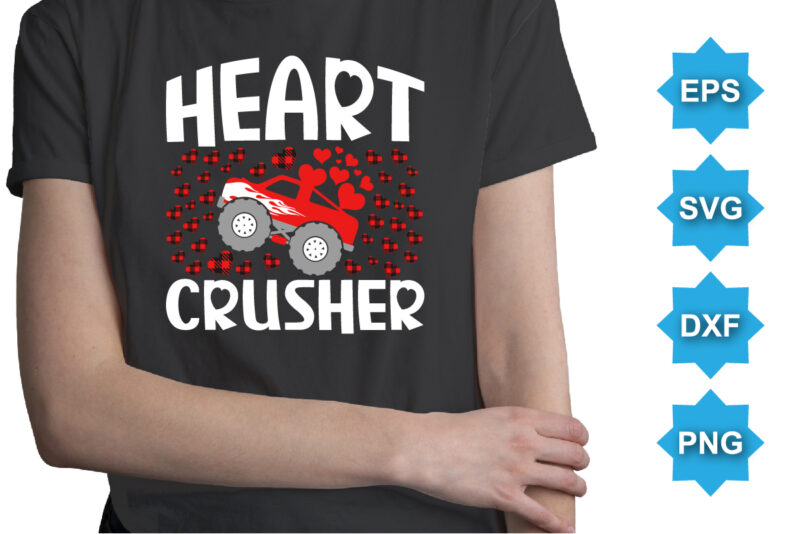 Heart Crusher, Happy valentine shirt print template, 14 February typography design