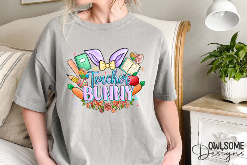 Teacher Bunny PNG Sublimation