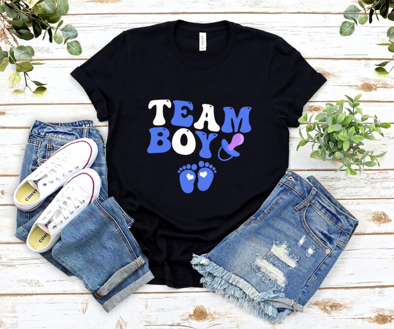 Team Boy Retro Groovy Gender Reveal Baby Group Matching NL