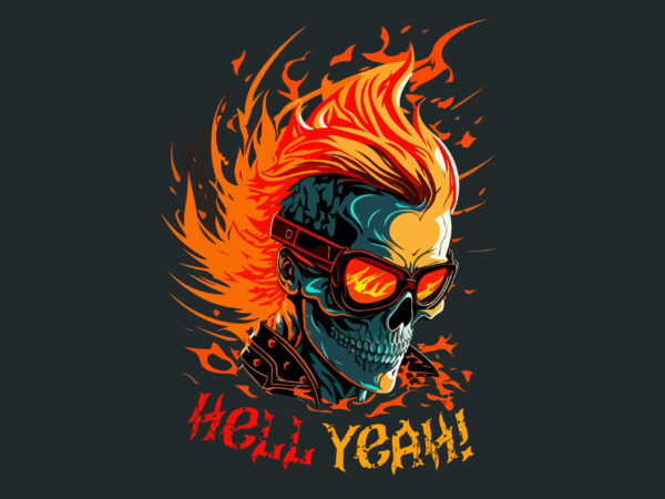 Vector skull flame rider art for t-shirt