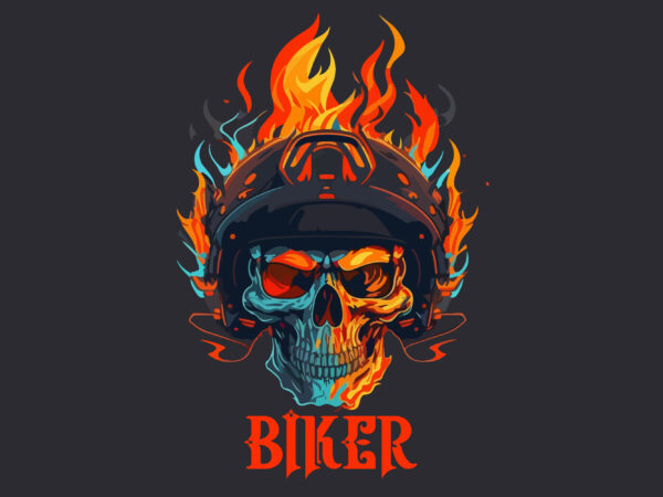 Vector skull flame rider art for t-shirt