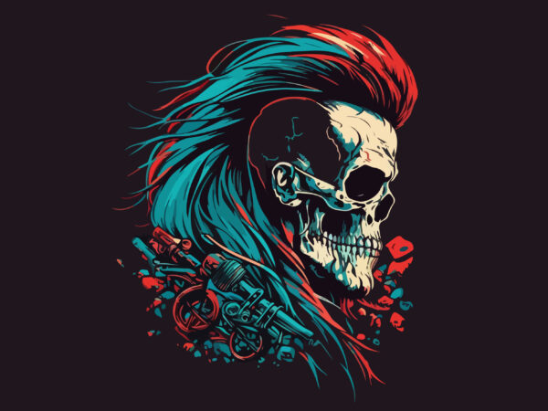 Vector skull biker art for t-shirt