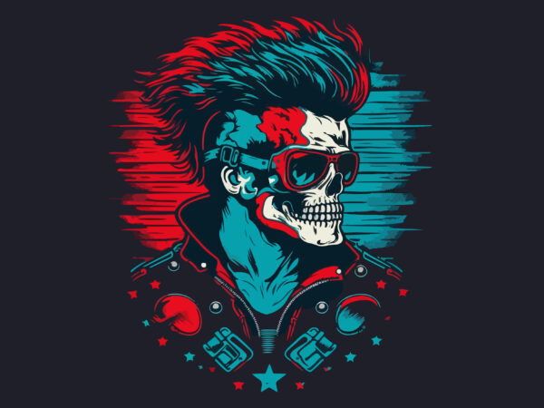 Vector skull biker art for t-shirt