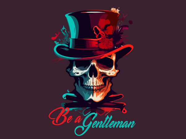 Vector skull gentleman art for t-shirt