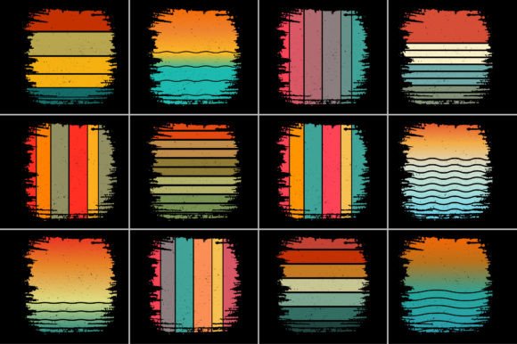 Retro Vintage Sunset Grunge Background Bundle