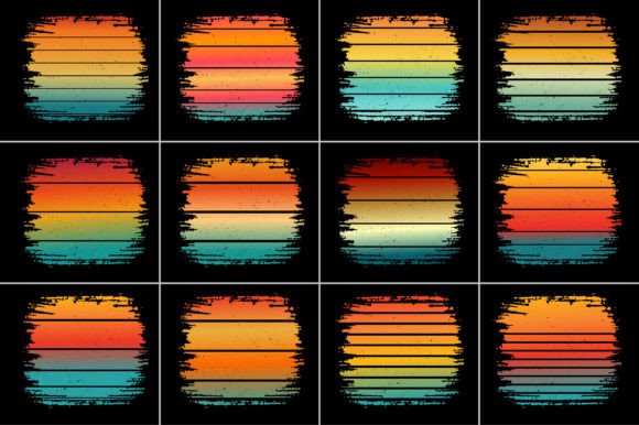 Retro Vintage Sunset Grunge Background Bundle