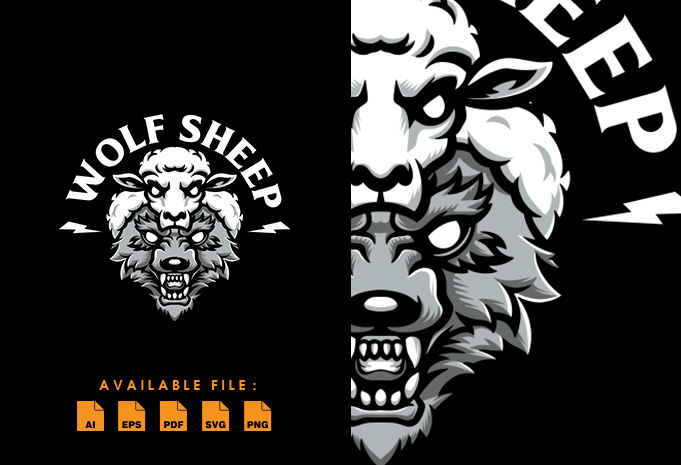 Wolf Sheep T shirt Design - Buy t-shirt designs