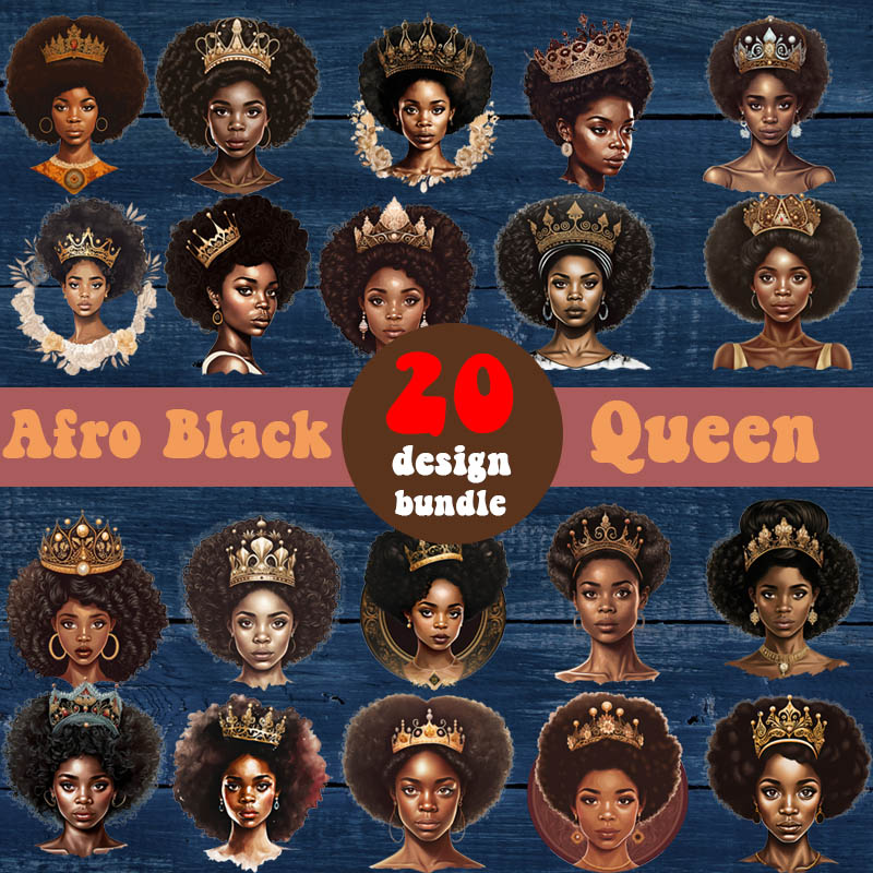 Afro Black Queen History Bundle, Afro Woman, African American, Black ...