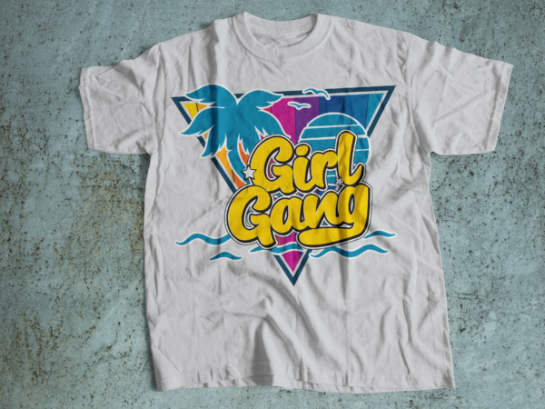 Girl gang retro and vintage t-shirt design