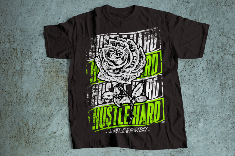 hustle hard neon everyday streetwear style design