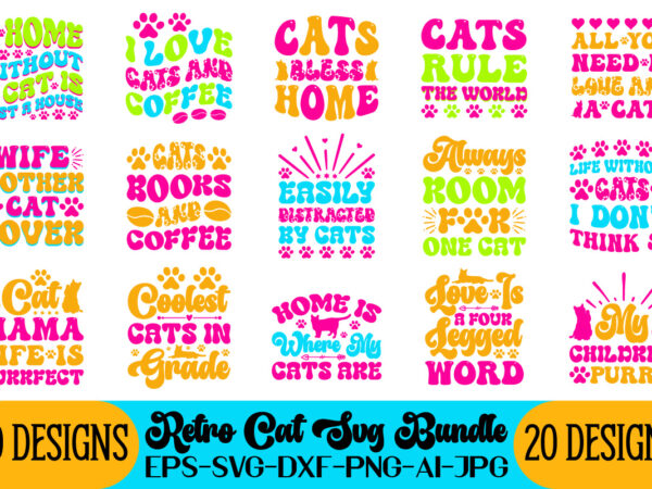 Retro cat svg bundle t shirt design online